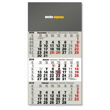3-Monatskalender für das Folgejahr